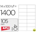 ETIQUETA ADHESIVA APLI 1275 TAMAÑO 105X40 MM -FOTOCOPIADORA -LASER -INK-JET-CAJA CON 1400 ETIQUETAS