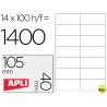 ETIQUETA ADHESIVA APLI 1275 TAMAÑO 105X40 MM -FOTOCOPIADORA -LASER -INK-JET-CAJA CON 1400 ETIQUETAS
