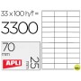 ETIQUETA ADHESIVA APLI 1270 TAMAÑO 70X25 MM -FOTOCOPIADORA -LASER -INK-JET-CAJA CON 100 HOJAS DIN A4