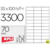 ETIQUETA ADHESIVA APLI 1270 TAMAÑO 70X25 MM -FOTOCOPIADORA -LASER -INK-JET-CAJA CON 100 HOJAS DIN A4