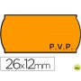 ETIQUETAS METO ONDULADAS 26 X 12 MM PVP FN. ADH 2 -FLUOR NARANJA -ROLLO 1500 ETIQUETAS