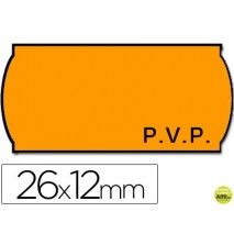 ETIQUETAS METO ONDULADAS 26 X 12 MM PVP FN. ADH 2 -FLUOR NARANJA -ROLLO 1500 ETIQUETAS