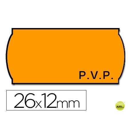 ETIQUETAS METO ONDULADAS 26 X 12 MM PVP FN. ADH 2 -FLUOR NARANJA -ROLLO 1500 ETIQUETAS