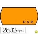 ETIQUETAS METO ONDULADAS 26 X 12 MM PVP FN. ADH 2 -FLUOR NARANJA -ROLLO 1500 ETIQUETAS