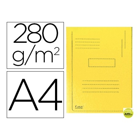 SUBCARPETA CARTULINA RECICLADA EXACOMPTA A4 AMARILLO 280G/M2 CON 2 SOLPAS INTERIOR
