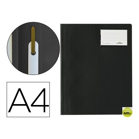 CARPETA DURAPLUS DIN A4 CON FASTENER Y VENTANILLA PARA TARJETA COLOR NEGRO DURABLE
