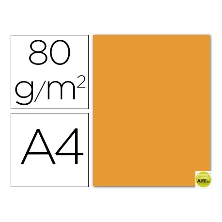 PAPEL COLOR LIDERPAPEL DIN-A4 80 GRAMOS NARANJA PAQUETE DE 15 HOJAS