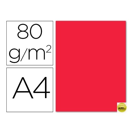 PAPEL COLOR LIDERPAPEL DIN-A4 80 GRAMOS ROJO PAQUETE DE 15 HOJAS