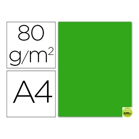 PAPEL COLOR LIDERPAPEL DIN-A4 80 GRAMOS VERDE PAQUETE DE 15 HOJAS