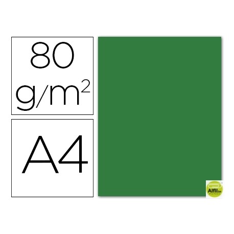 PAPEL COLOR LIDERPAPEL DIN-A4 80 GRAMOS VERDE ACEBO PAQUETE DE 15 HOJAS