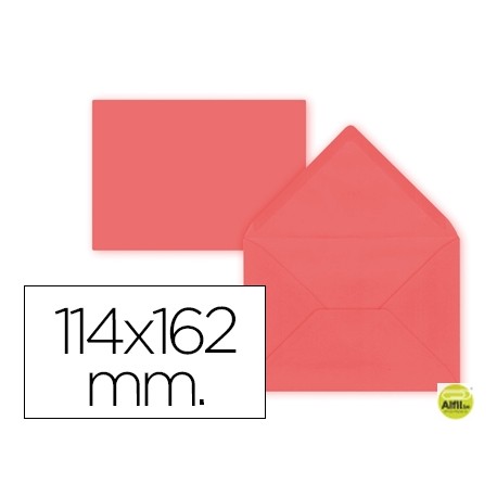 SOBRE LIDERPAPEL C6 ROJO 114X162 MM 80GR
