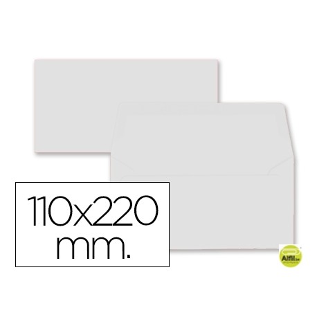 SOBRE LIDERPAPEL AMERICANO BLANCO 110X220 MM 80 GR PACK DE 9 UNIDADES