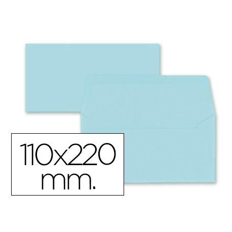 SOBRE LIDERPAPEL AMERICANO AZUL CELESTE 110X220 MM 80 GR