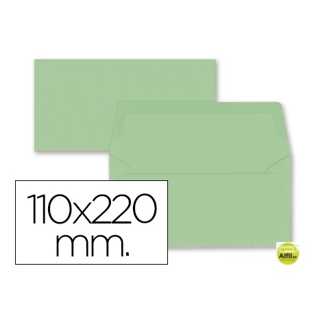 SOBRE LIDERPAPEL AMERICANO VERDE 110X220 MM 80 GR PACK DE 9 UNIDADES