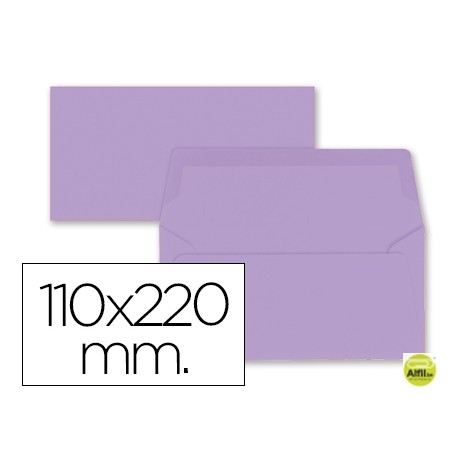 SOBRE LIDERPAPEL AMERICANO LILA 110X220 MM 80 GR PACK DE 9 UNIDADES