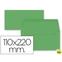 SOBRE LIDERPAPEL AMERICANO VERDE ACEBO 110X220 MM 80 GR PACK DE 9 UNIDADES