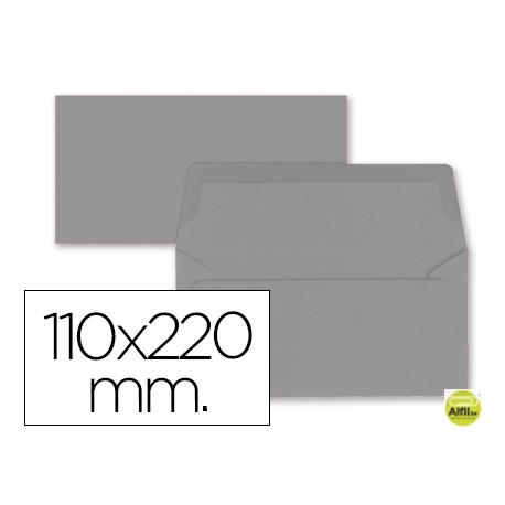 SOBRE LIDERPAPEL AMERICANO GRIS 110X220 MM 80 GR PACK DE 9 UNIDADES