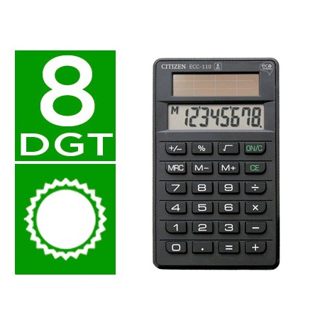 CALCULADORA CITIZEN BOLSILLO ECO ECC-110 8 DIGITOS