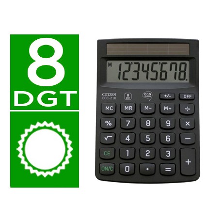 CALCULADORA CITIZEN SOBREMESA ECO ECC-210 8 DIGITOS