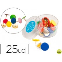 CHINCHETAS LIDERPAPEL PLASTIFICADAS CAJA DE 25 UNIDADES COLORES SURTIDOS