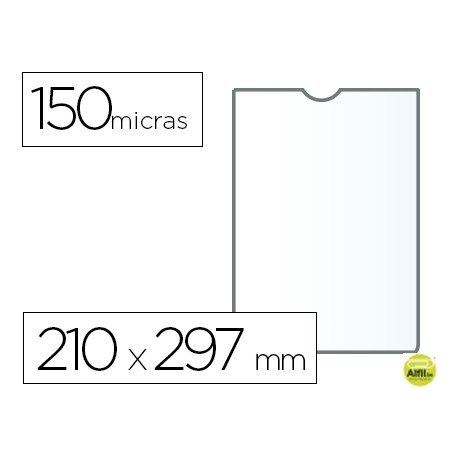 FUNDA PORTADOCUMENTO Q-CONNECTDIN A4 150 MICRAS PVC TRANSPARENTE CON UÑERO 210X297 MM