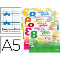 LIBRETA LIDERPAPEL TAPA CARTONCILLO 32 HOJAS DIN A5 CUADRICULADO PAUTADO 8MM APAISADA 70 GR CON MARG