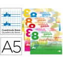 LIBRETA LIDERPAPEL TAPA CARTONCILLO 32 HOJAS DIN A5 CUADRICULADO PAUTADO 8MM APAISADA 70 GR CON MARG