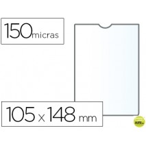 FUNDA PORTACARNET Q-CONNECT DIN A6 150 MICRAS PVC TRANSPARENTE CON UÑERO 105X148 MM