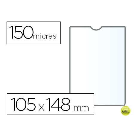 FUNDA PORTACARNET Q-CONNECT DIN A6 150 MICRAS PVC TRANSPARENTE CON UÑERO 105X148 MM