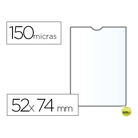 FUNDA PORTADOCUMENTO Q-CONNECTDIN A8 150 MICRAS PVC TRANSPARENTE CON UÑERO 52X74 MM