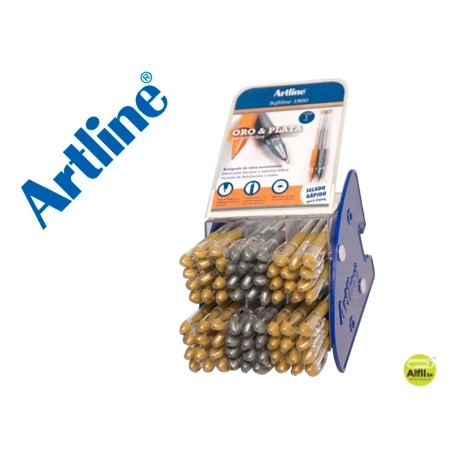 BOLIGRAFO ARTLINE 1900 SOFTLINE TINTA ACEITE METALICO ORO Y PLATA EXPOSITOR DE 72 UNIDADES