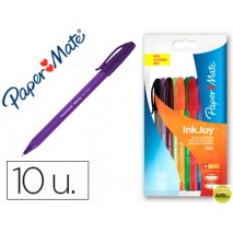 BOLIGRAFO PAPER MATE INKJOY 100 PUNTA MEDIA TRAZO 1 MM PACK 10 COLORES SURTIDOS