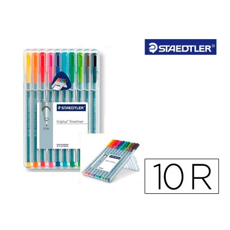 ROTULADOR STAEDTLER TRIPLUS FINELINER ESTUCHE 10 COLORES SURTIDOS