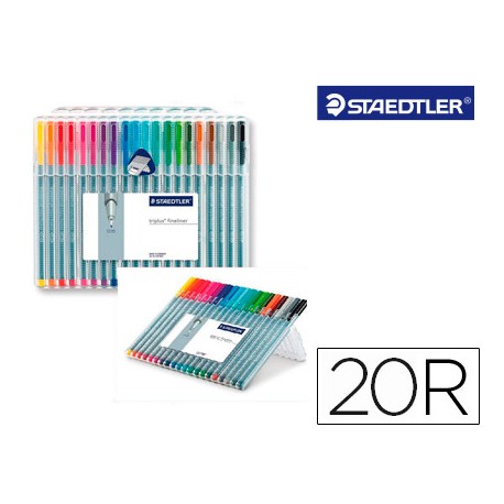 ROTULADOR STAEDTLER TRIPLUS FINELINER ESTUCHE 20 COLORES SURTIDOS