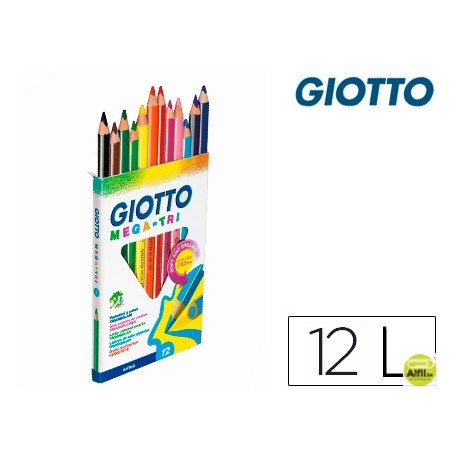 LAPICES DE COLORES GIOTTO MEGA TRI CAJA DE 12 COLORES MINA 5,5 MM