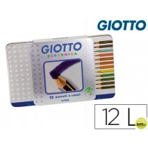 LAPICES DE COLORES GIOTTO SUPERMINA CAJA METALICA 12 COLORES MINAS 3,8 MM