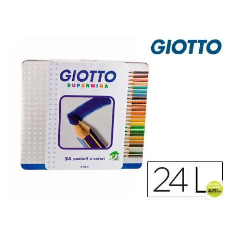 LAPICES DE COLORES GIOTTO SUPERMINA CAJA METALICA 24 COLORES MINAS 3,8 MM