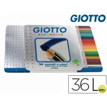 LAPICES DE COLORES GIOTTO SUPERMINA CAJA METALICA 36 COLORES MINAS 3,8 MM