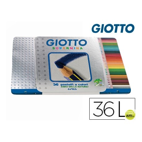 LAPICES DE COLORES GIOTTO SUPERMINA CAJA METALICA 36 COLORES MINAS 3,8 MM