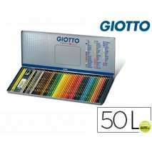 LAPICES DE COLORES GIOTTO SUPERMINA CAJA METALICA 50 COLORES MINAS 3,8 MM
