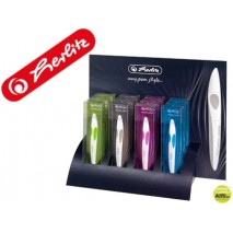 ROTULADOR ROLLER HERLITZ CON TINTA ESTILOGRAFICA TRAZO 1MM EXPOSITOR CON 12 COLORES SURTIDOS
