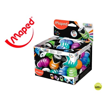 SACAPUNTAS PLASTICO MAPED CLEAN GRIP UN USO CON DEPOSITO COLORES SURTIDOS