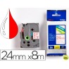 CINTA BROTHER TZE-252 BLANCO/ROJO 24MM LONGITUD 8 MT
