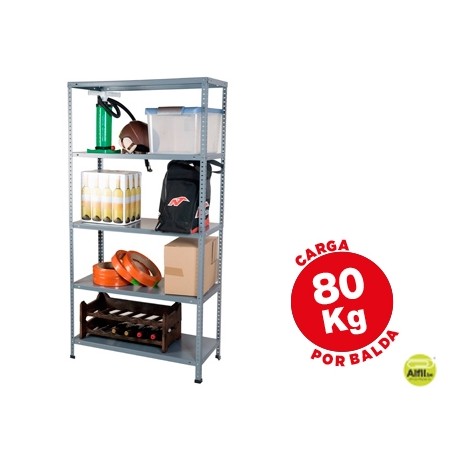 ESTANTERIA METALICA AR STORAGE180X90X40 CM 5 ESTANTES 80 KG POR ESTANTE COLOR GRIS