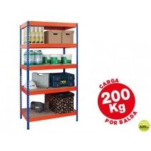ESTANTERIA METALICA AR STORAGE180X90X40 CM 5 ESTANTES 200KG POR ESTANTE BANDEJAS DE MADERASIN TORNIL