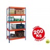 ESTANTERIA METALICA AR STORAGE180X90X40 CM 5 ESTANTES 200KG POR ESTANTE BANDEJAS DE MADERASIN TORNIL