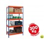 ESTANTERIA METALICA AR STORAGE192X100X50CM 5 ESTANTES 300KG POR ESTANTE BANDEJAS DE MADERASIN TORNIL