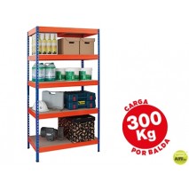 ESTANTERIA METALICA AR STORAGE192X100X50CM 5 ESTANTES 300KG POR ESTANTE BANDEJAS DE MADERASIN TORNIL