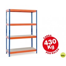 ESTANTERIA METALICA AR STORAGE200X100X60CM 4 ESTANTES 430KG POR ESTANTE BANDEJAS DE MADERASIN TORNIL