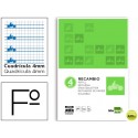 RECAMBIO LIDERPAPEL FOLIO 100 H 4 TALADROS 70 GR CUADRICULADO PAUTADO 4 MM CON MARGEN